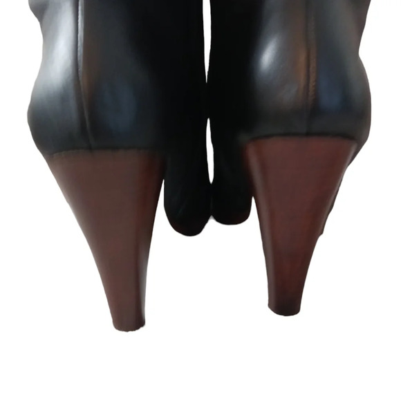 Guess Tall Black Leather Boots Knee High Heeled Boots - Picture 8 of 11